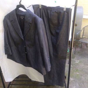 Women's Blue-Gray Kasper Pants Suit